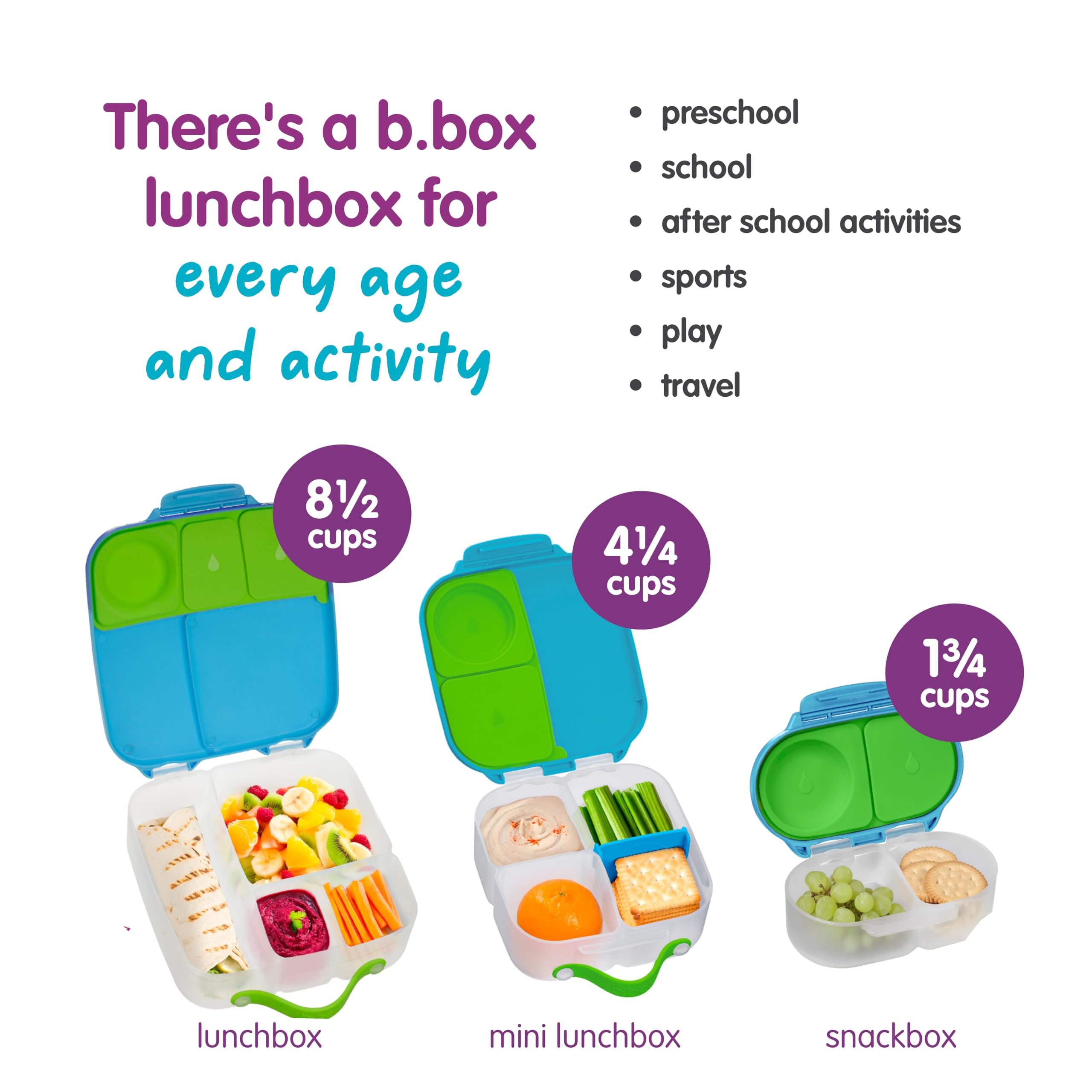 b.box Snack Box 2 Pack colores azul oceano y pizarra para combinar