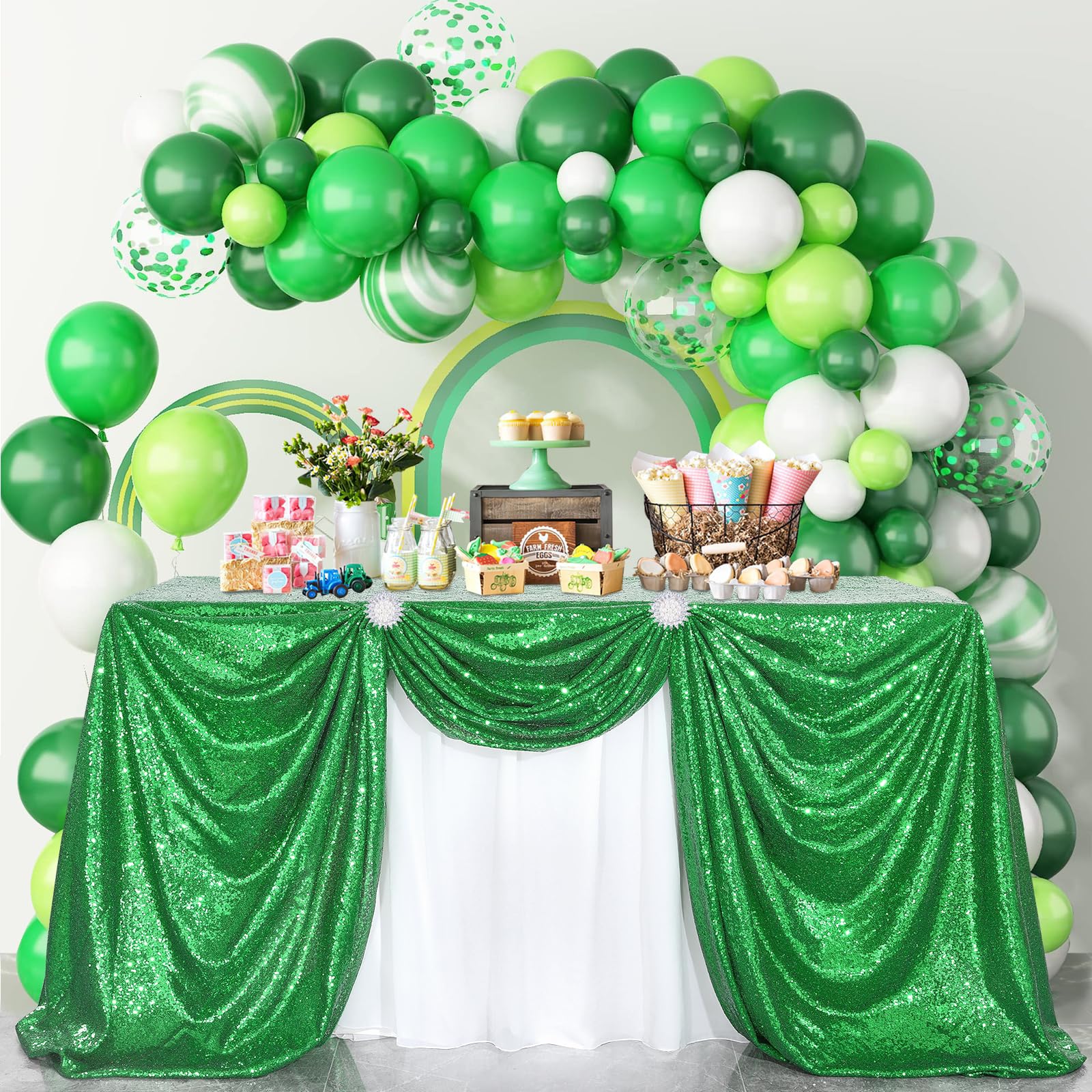 Mantel lentejuelas verde de B-COOL, tamaño 60x102 pulgadas, perfecto para fiestas y celebraciones.