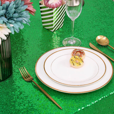 Mantel lentejuelas verde B-COOL para recepciones y eventos.
