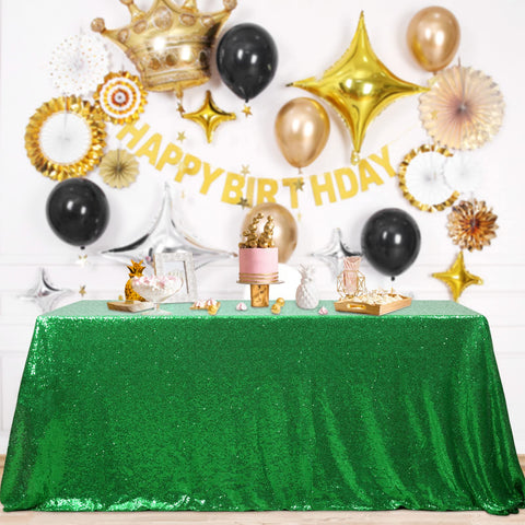 Mantel de lentejuelas verde B-COOL para bodas, ideal como fondo elegante.