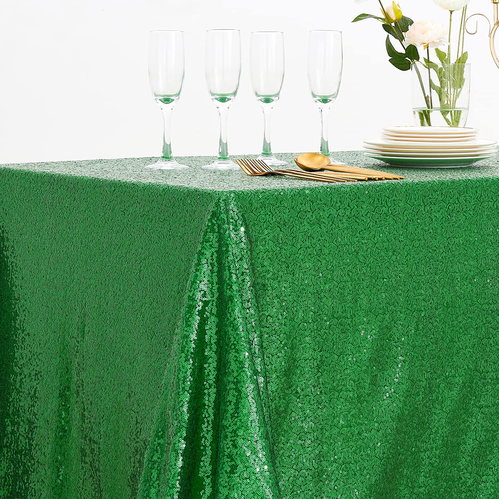 Mantel lentejuelas verde B-COOL para bodas y fiestas elegantes.