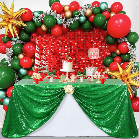 Mantel lentejuelas verde B-COOL para mesas centrales impactantes.