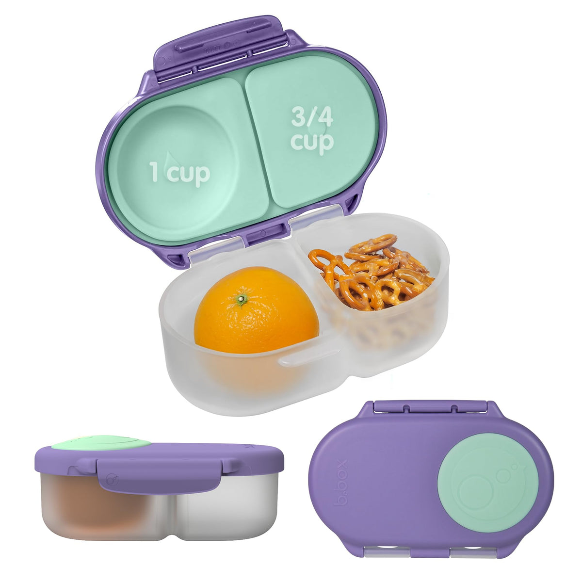 Caja b.box snack box color lila-pop, ideal para meriendas seguras y fáciles.