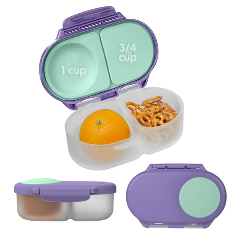 Caja b.box snack box color lila-pop, ideal para meriendas seguras y fáciles.