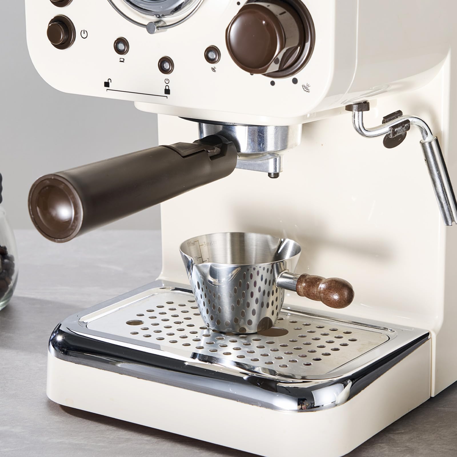 Baalaka taza de café expreso con manija de madera para manejo cómodo