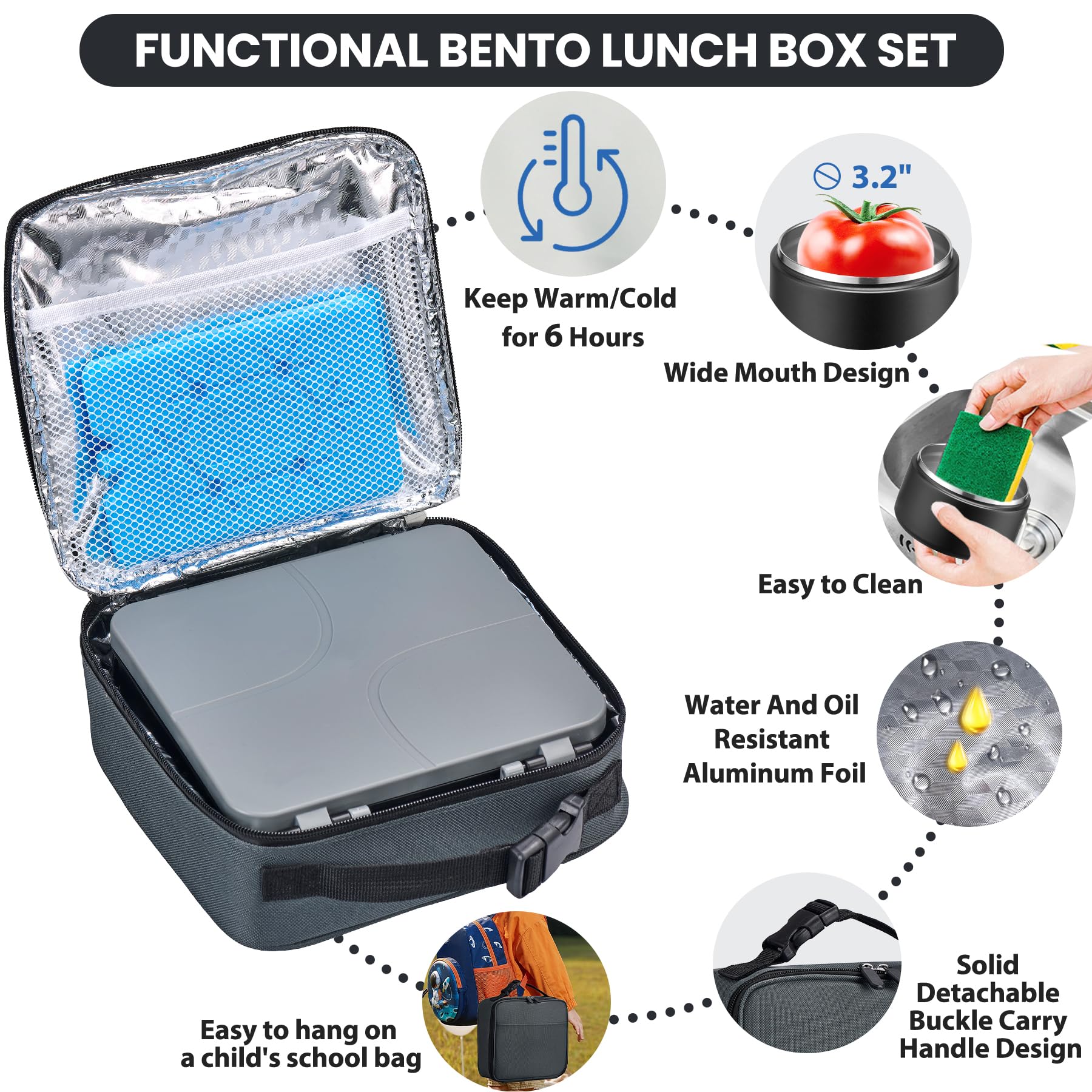 BABHAMNESS tapa de bento con cierre seguro para abrir y cerrar fácilmente