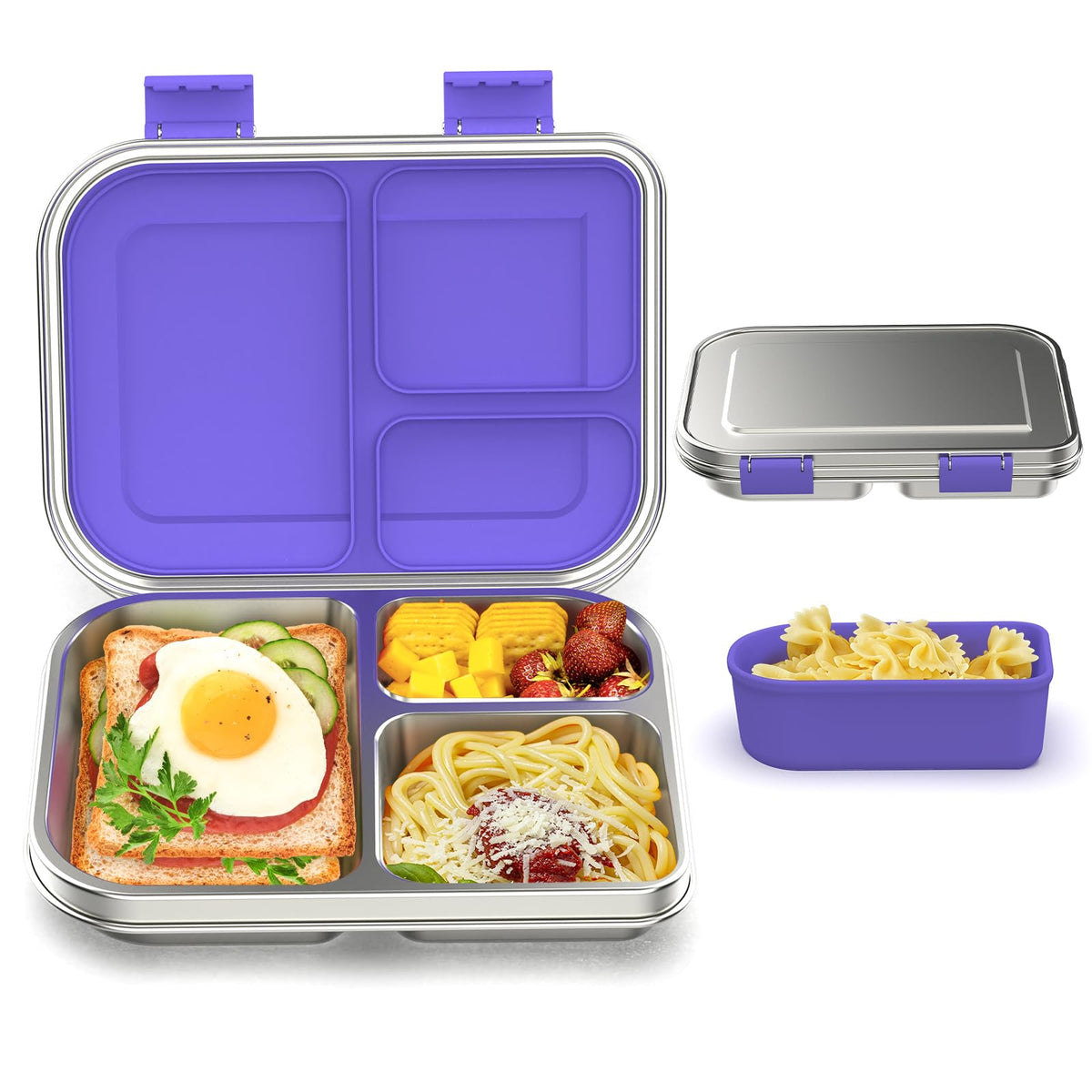 Caja bento BABHAMNESS para niños con tres compartimentos para comidas balanceadas.