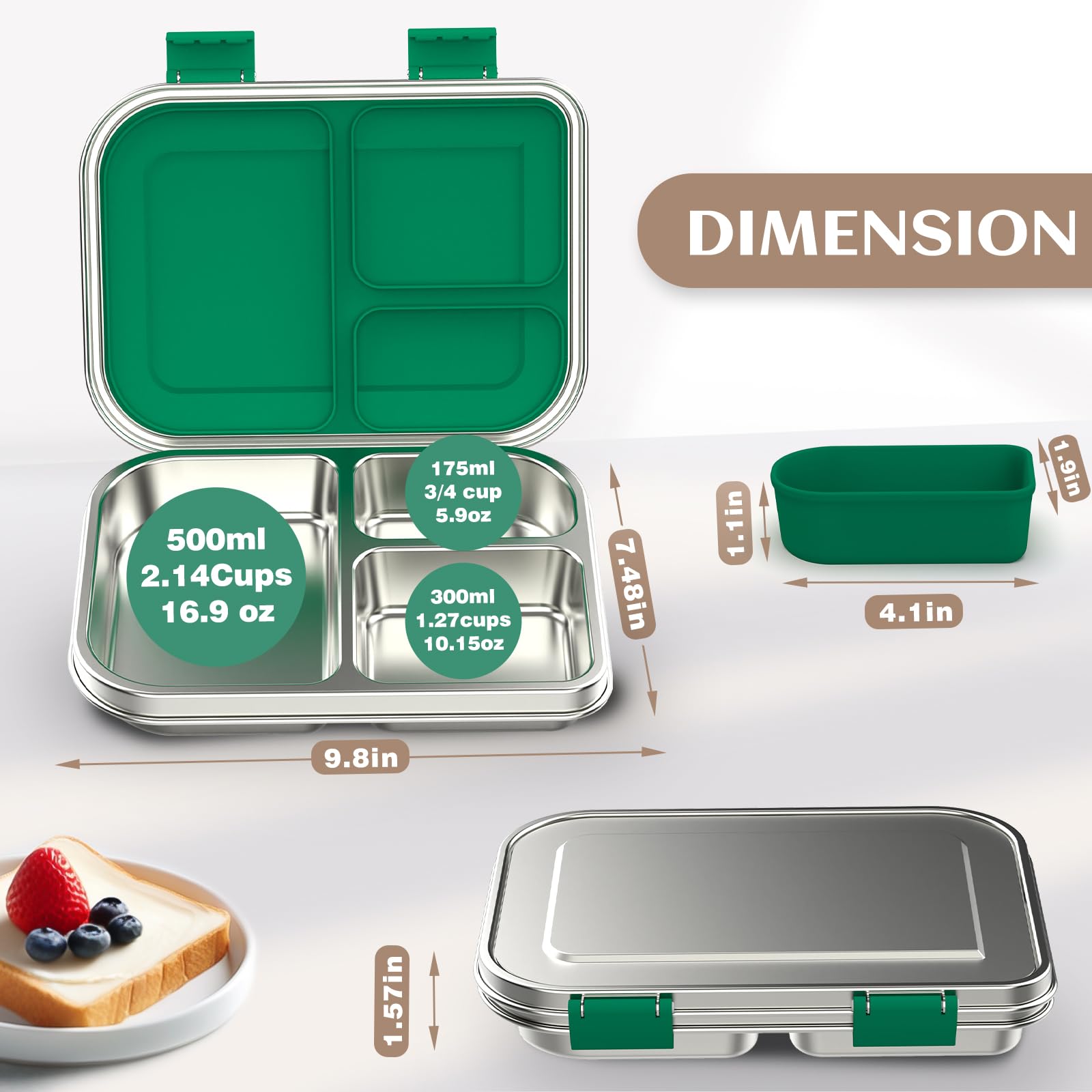 BABHAMNESS lonchera bento con cierre de seguridad fácil de usar para niños.