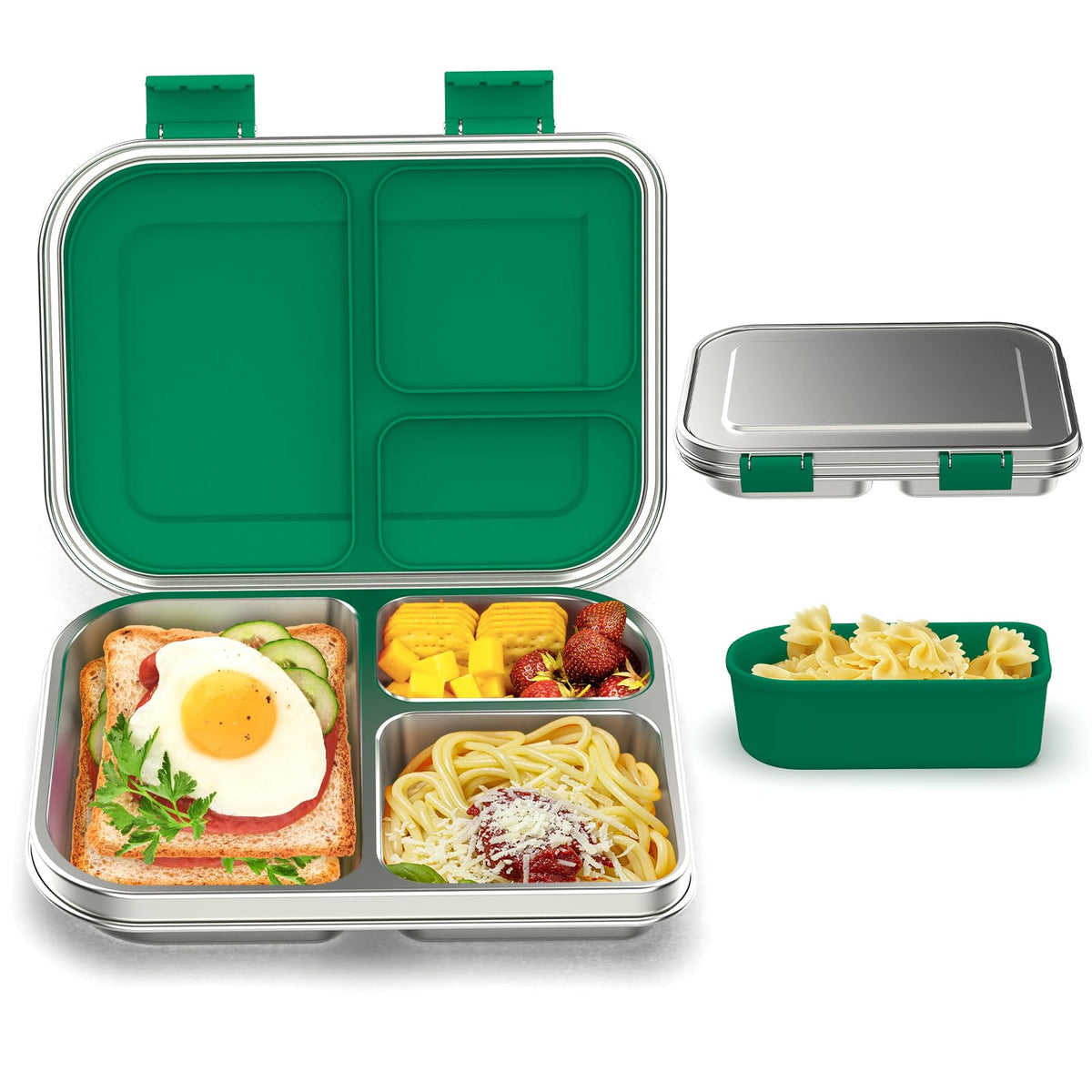 BABHAMNESS lonchera bento de 3 compartimentos, ideal para meriendas escolares.