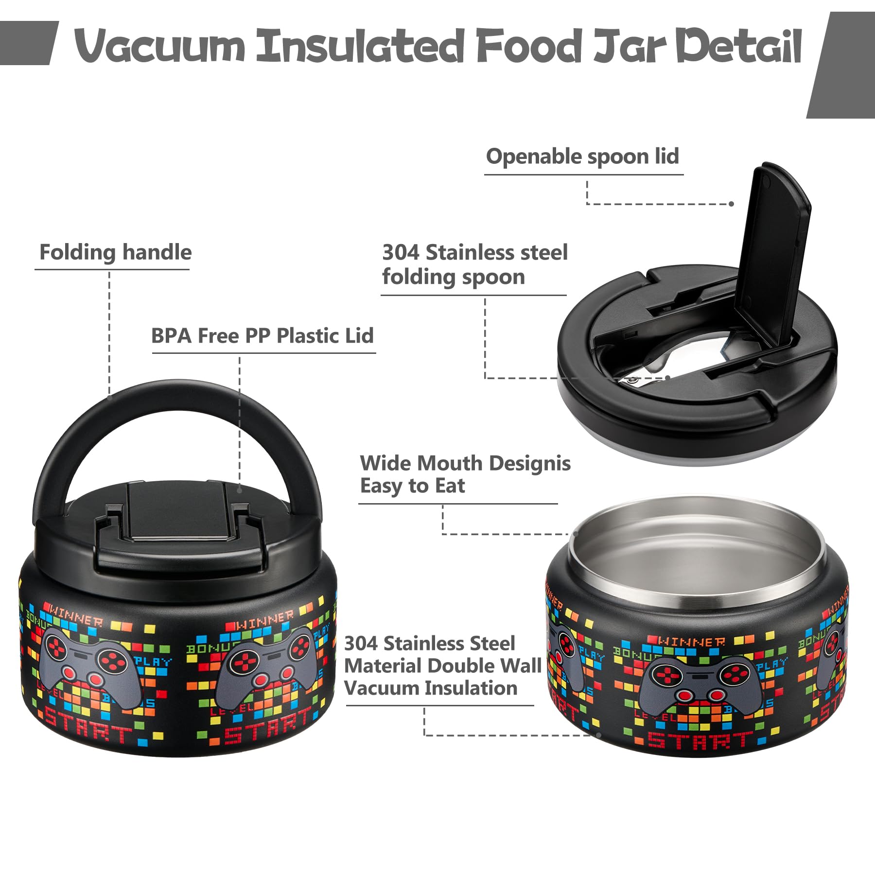 BABHAMNESS sopa termica 13-5oz boca-grande permite rellenar fácilmente