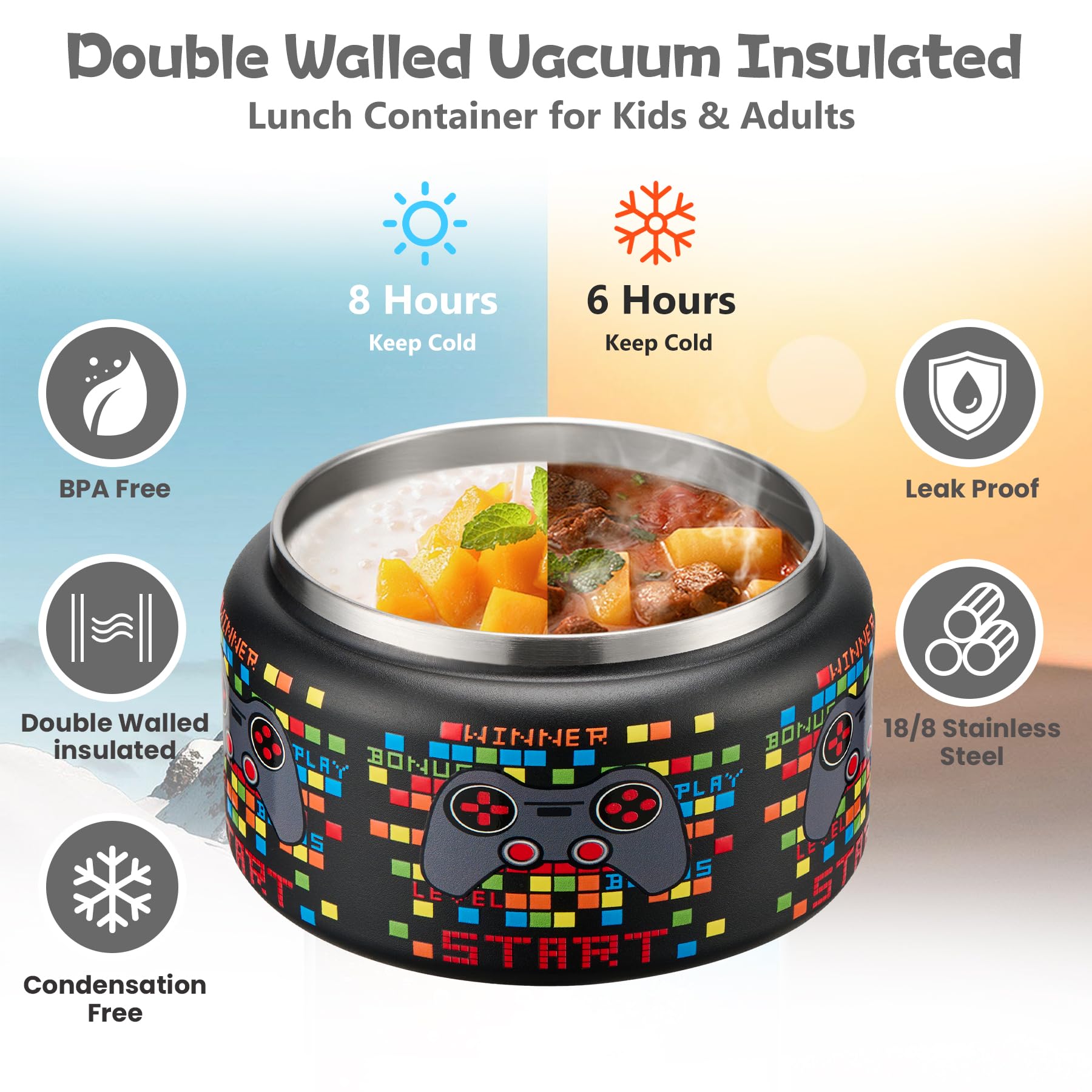 BABHAMNESS sopa termica 13-5oz cuchara integrada facilita la comida
