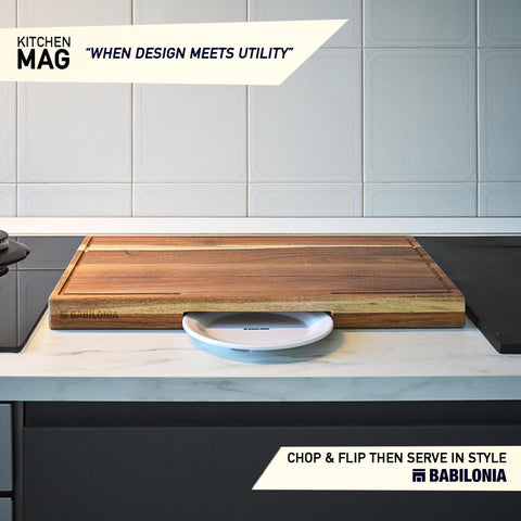 Tabla Babilonia de acacia 24x15, espesor alto para mayor estabilidad en la cocina.
