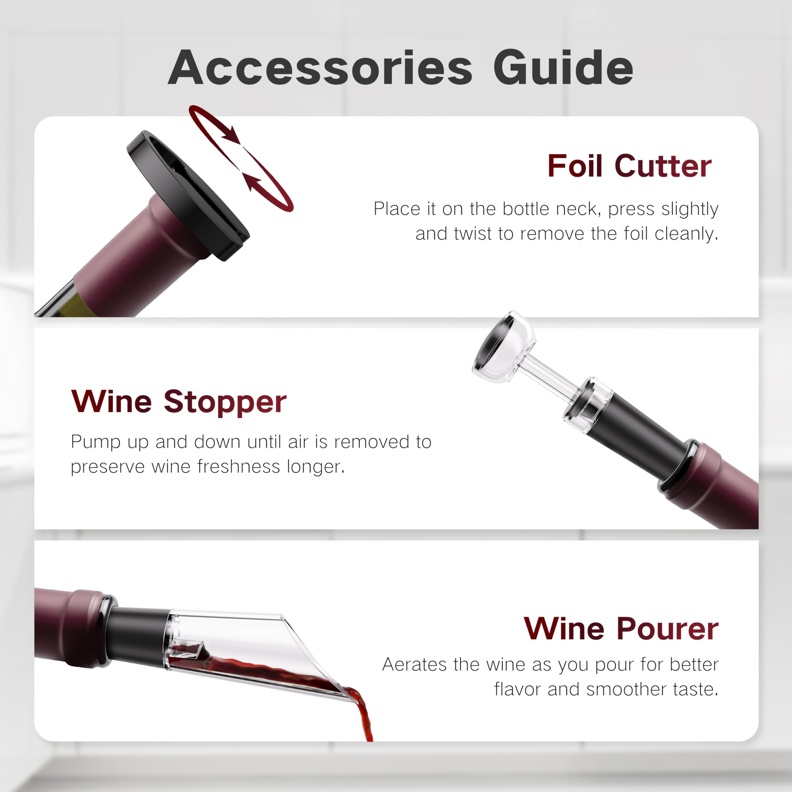 BABONIR Base de almacenamiento elegante para accesorios de vino