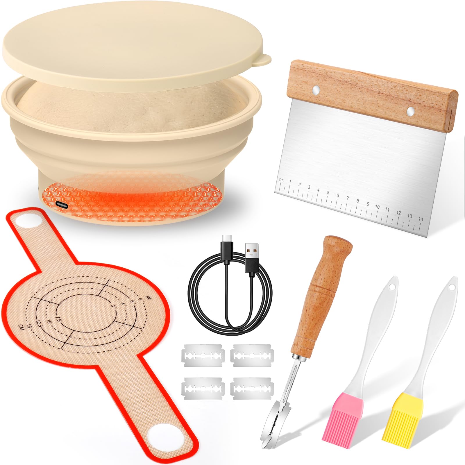 BABORUI kit masa madre con calentador plegable para fermentación estable