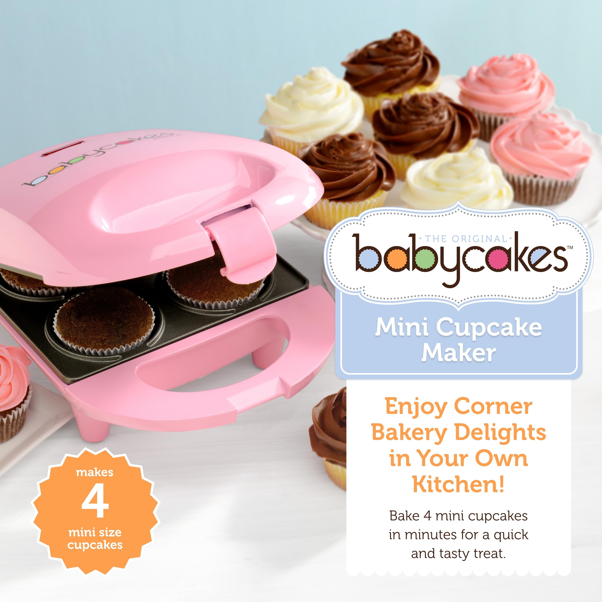Babycakes, máquina con mango de cierre para un manejo seguro.