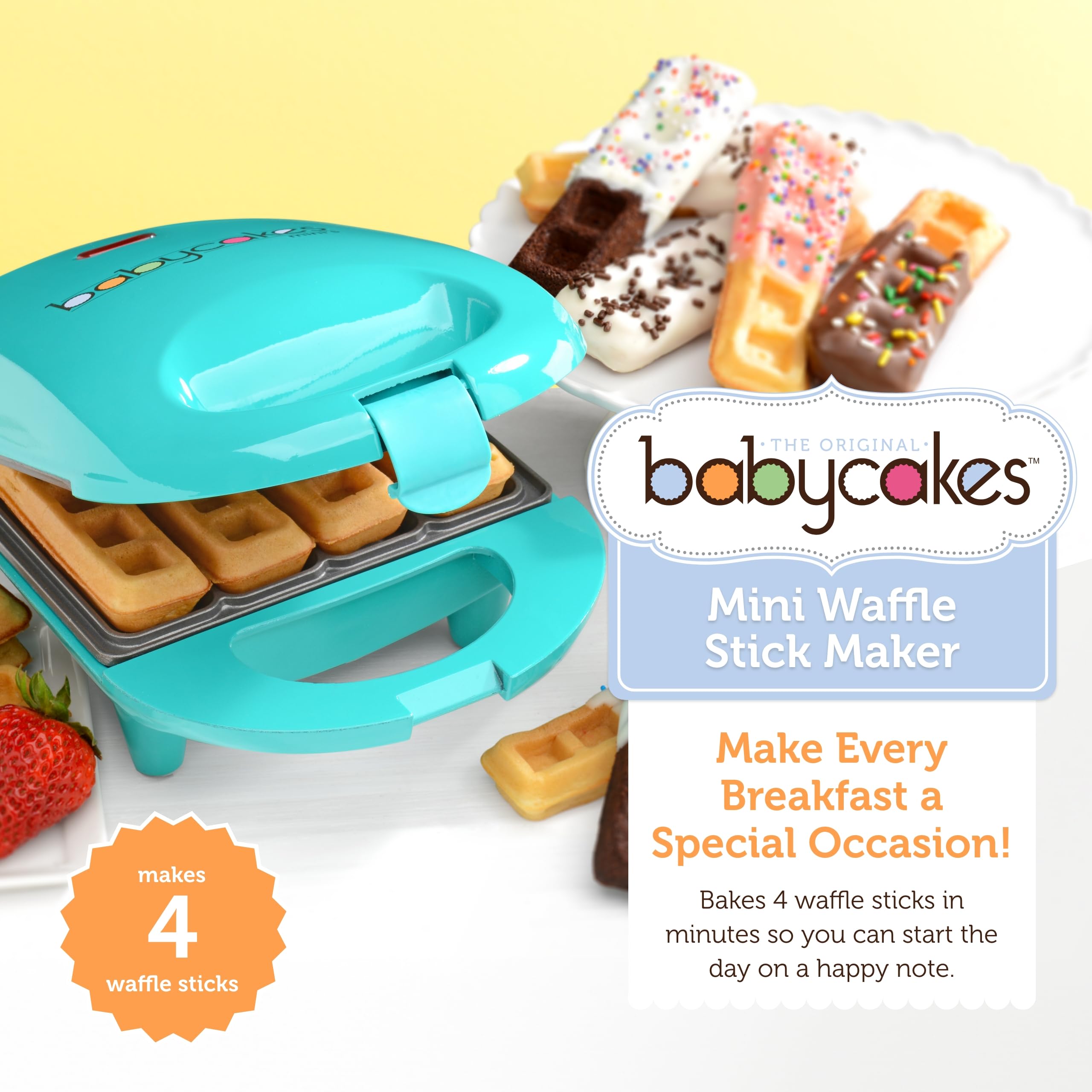 Babycakes Mini Gofre Palito con indicador de potencia para control de cocción.