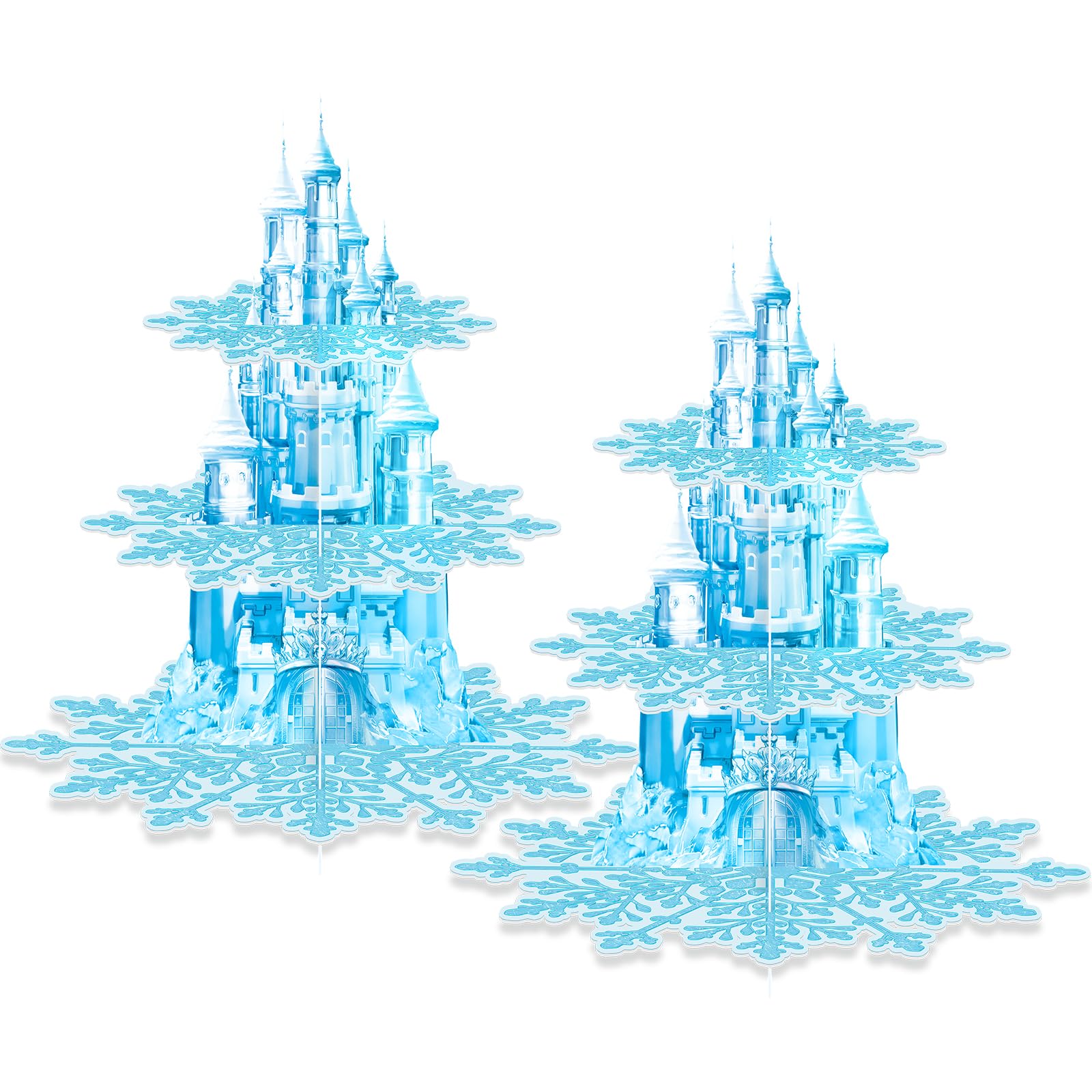 BACUTHY torre de cupcakes 3 niveles con nieve, ideal para mesas de postres.