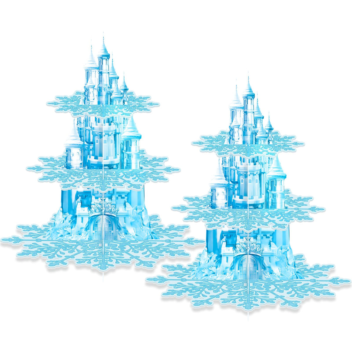 BACUTHY torre de cupcakes 3 niveles con nieve, ideal para mesas de postres.