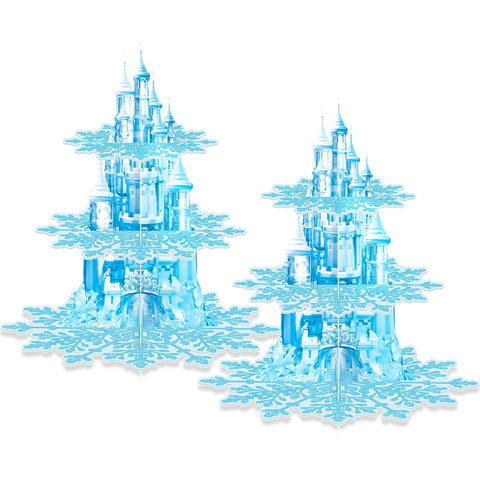 BACUTHY torre de cupcakes 3 niveles con nieve, ideal para mesas de postres.