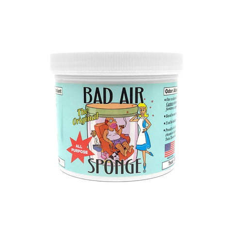 Bad Air Sponge 2lb en su envase, elimina olores persistentes en espacios grandes.