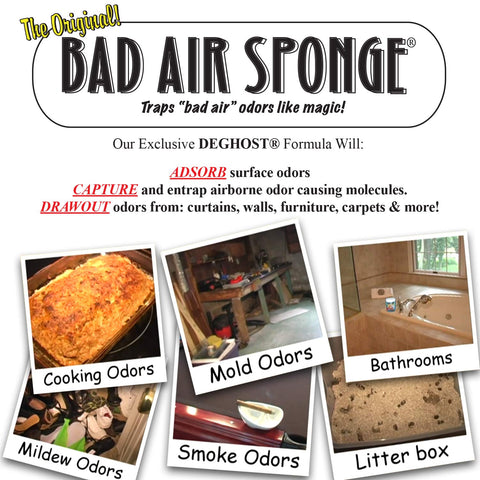 Bad Air Sponge empaque resistente facilita el transporte y almacenamiento seguro.