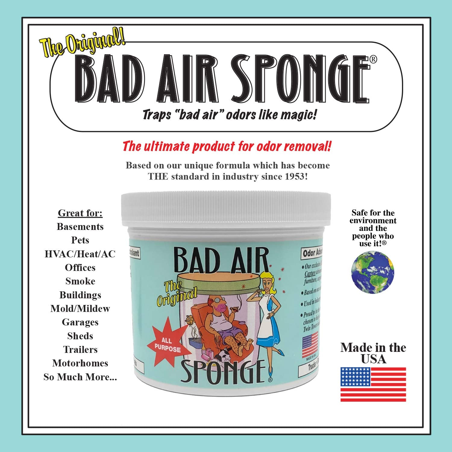 Bad Air Sponge uso en habitación facilita un aire más limpio y agradable.