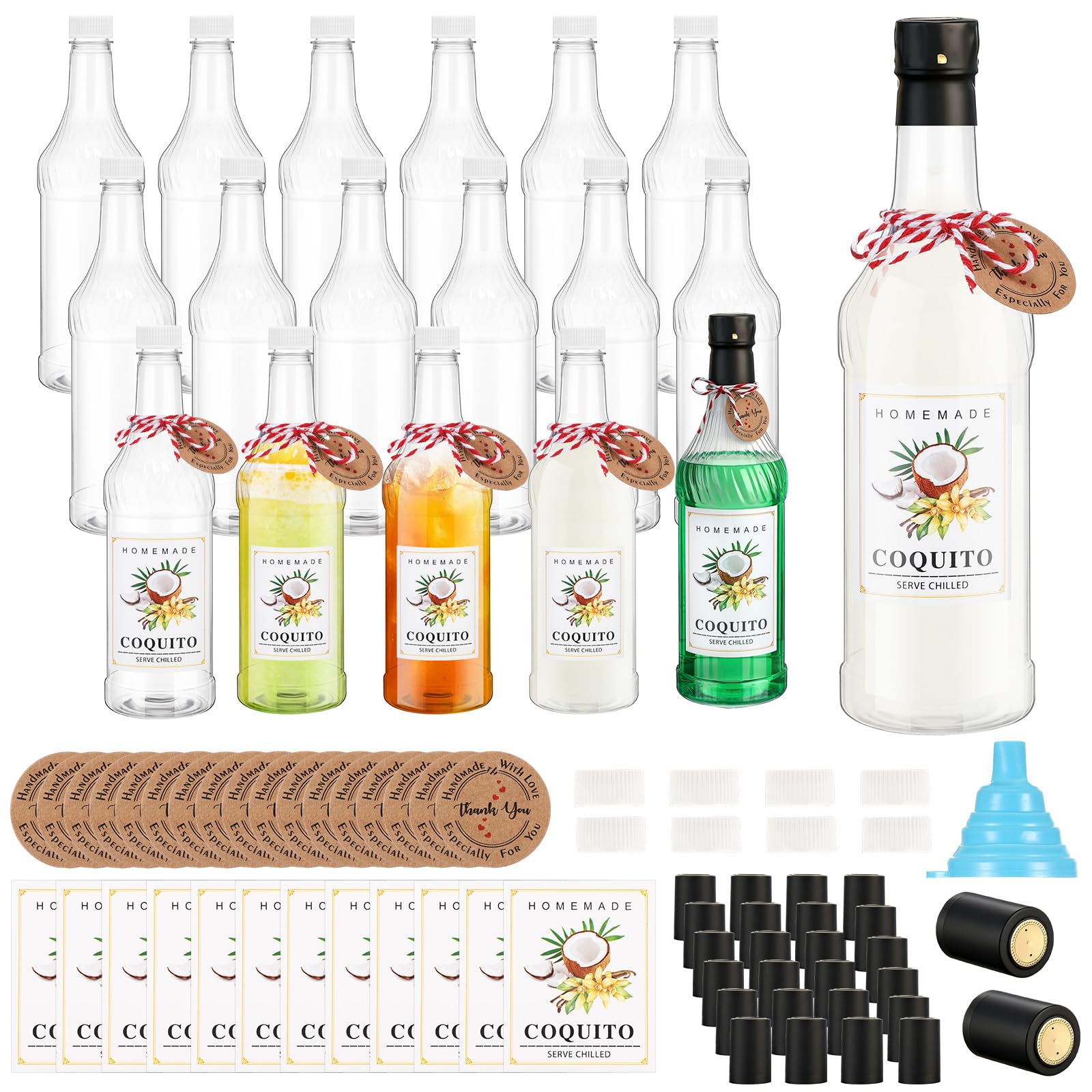 Botellas plástico Baderke de 1000 ml listas para bebidas.