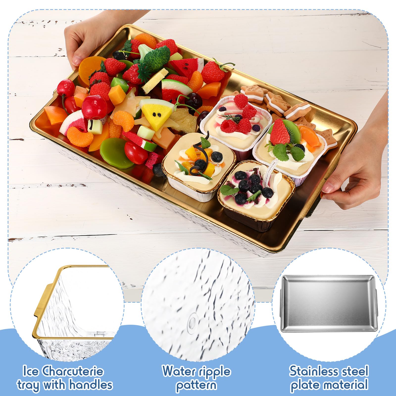 Baderke bandeja fría de acero inoxidable, diseño elegante para servir