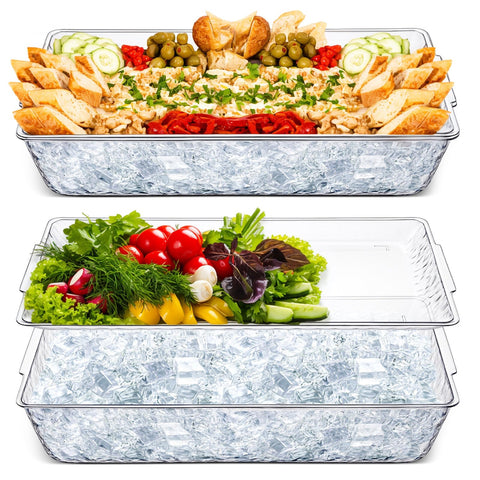 Baderke bandeja fría rectangular 16x9, ideal para aperitivos fríos en fiestas.