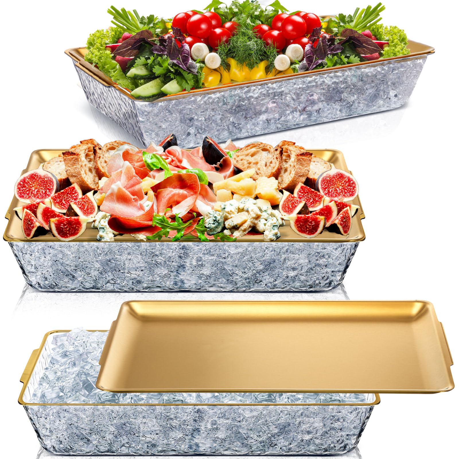 Baderke bandeja fría rectangular de hielo, mantiene bebidas y aperitivos fríos por más tiempo