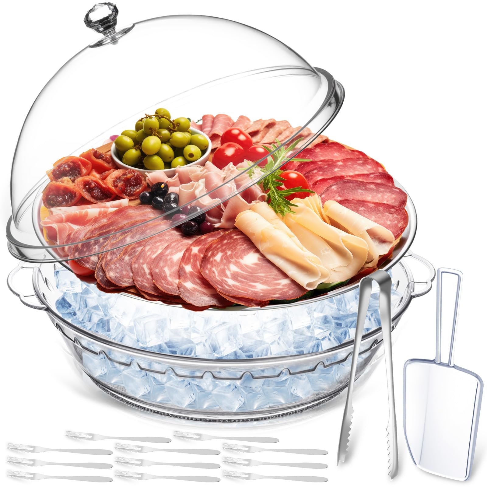 Baderke bandeja de servicio enfriada de 11.8 pulgadas para aperitivos.