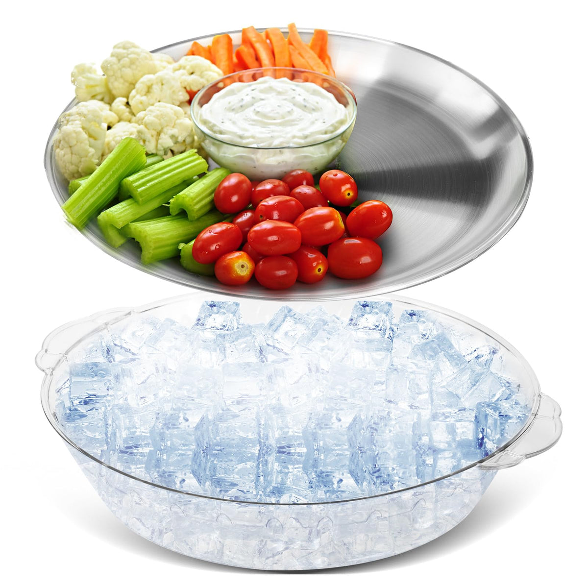 Baderke bandeja fría de 11,8 pulgadas con compartimentos para aperitivos.