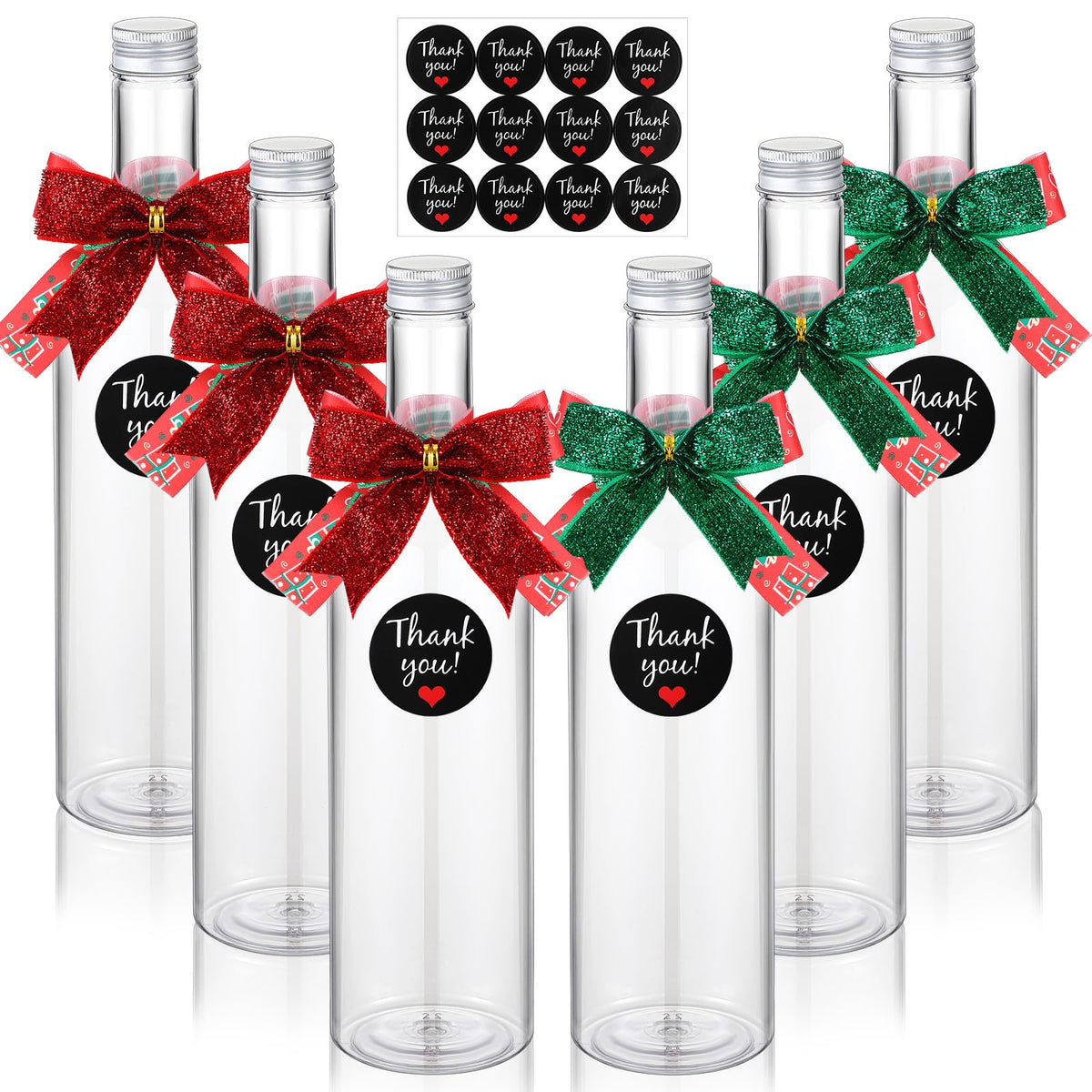 Botellas de plástico Baderke 750 ml con tapas, ideales para bebidas y regalos navideños.