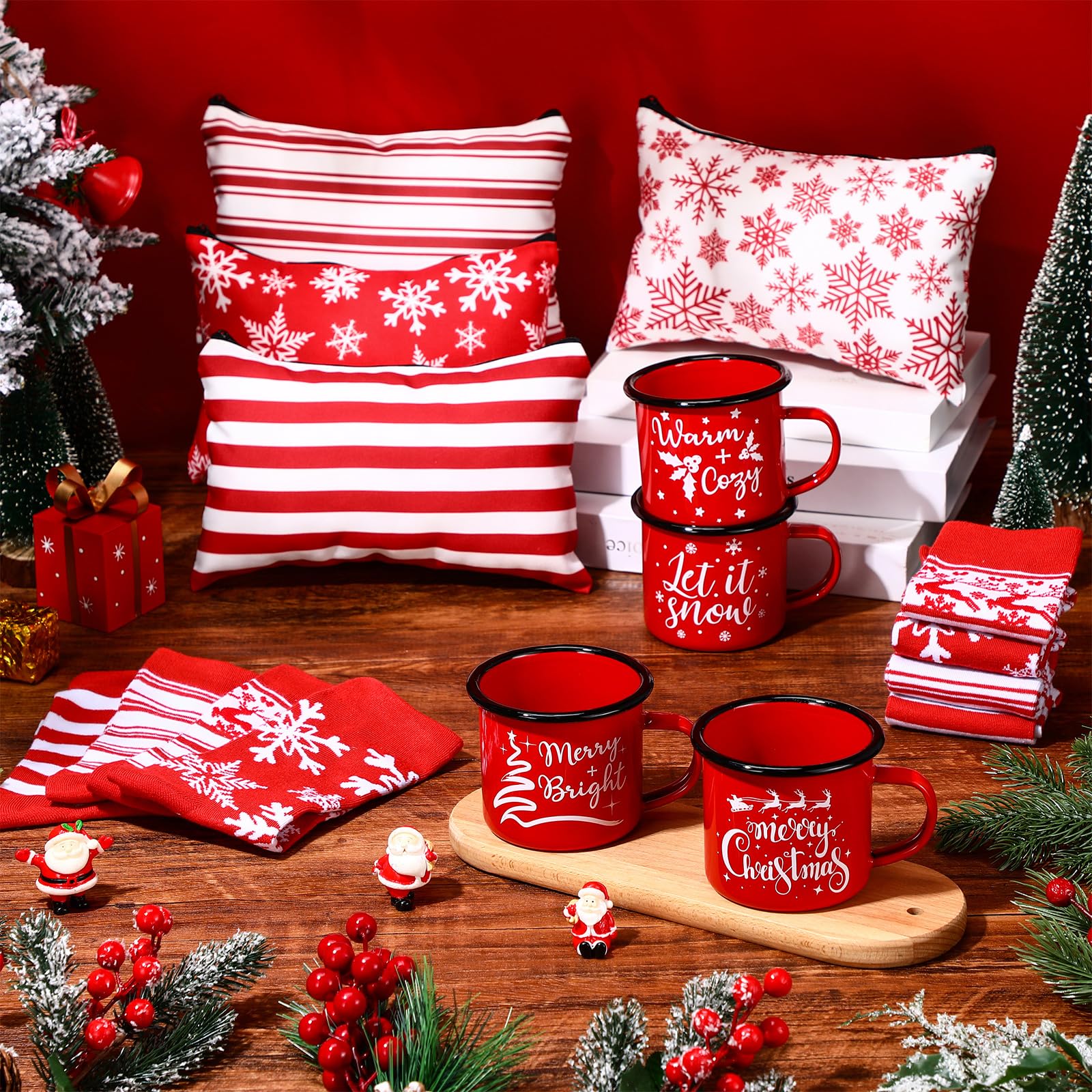 Diseño festivo en rojo y blanco para ambiente navideño