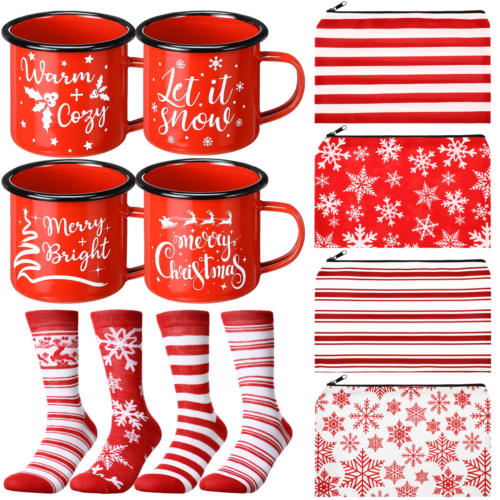 Taza esmaltada Baderke roja de 12 onzas para bebidas festivas