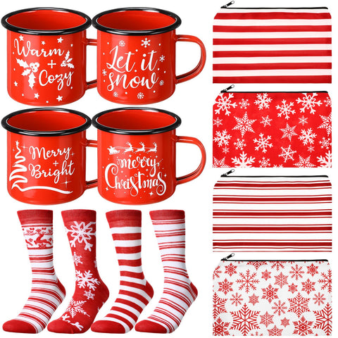 Taza esmaltada Baderke roja de 12 onzas para bebidas festivas