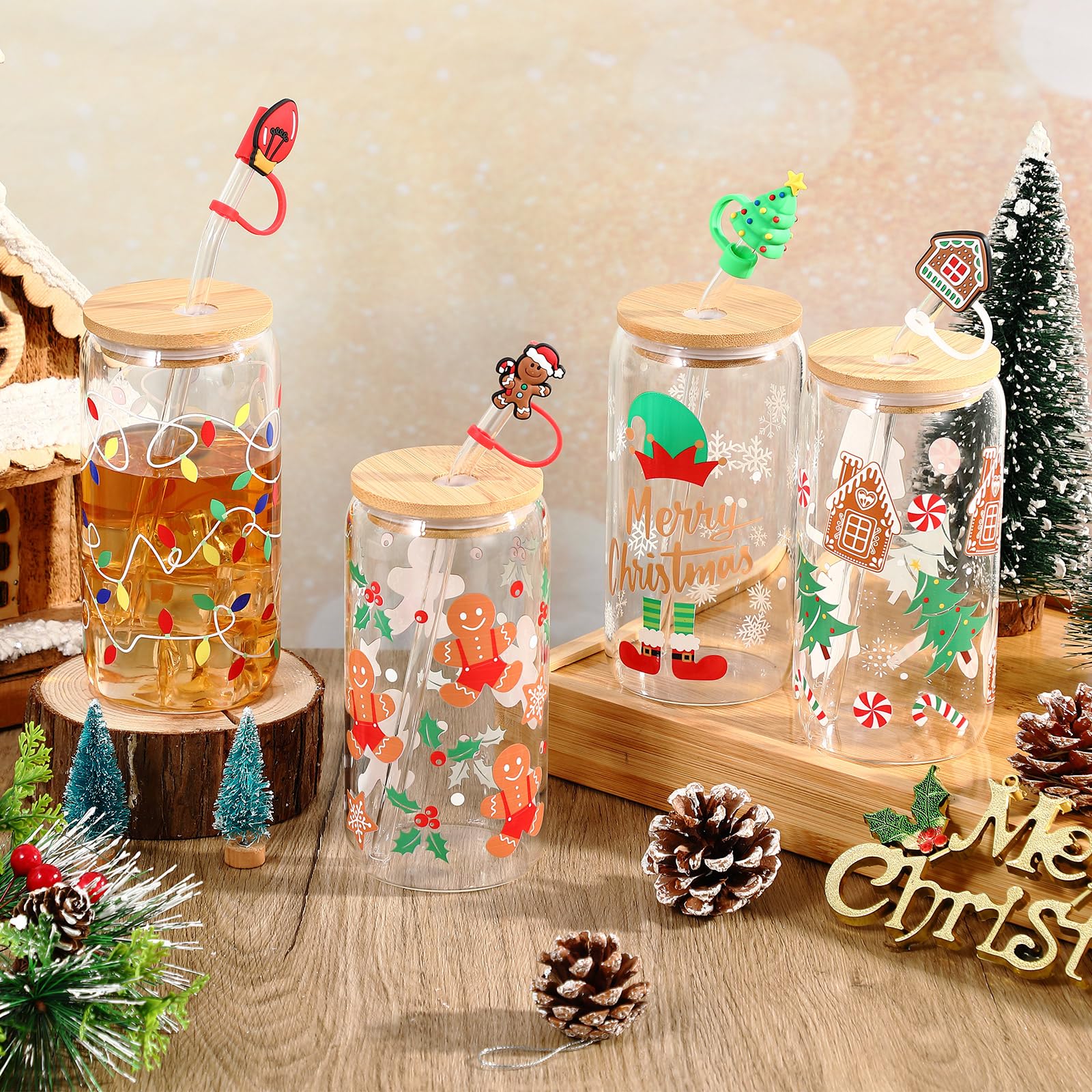 Conjunto regalo navideño Baderke con copas y accesorios completos.