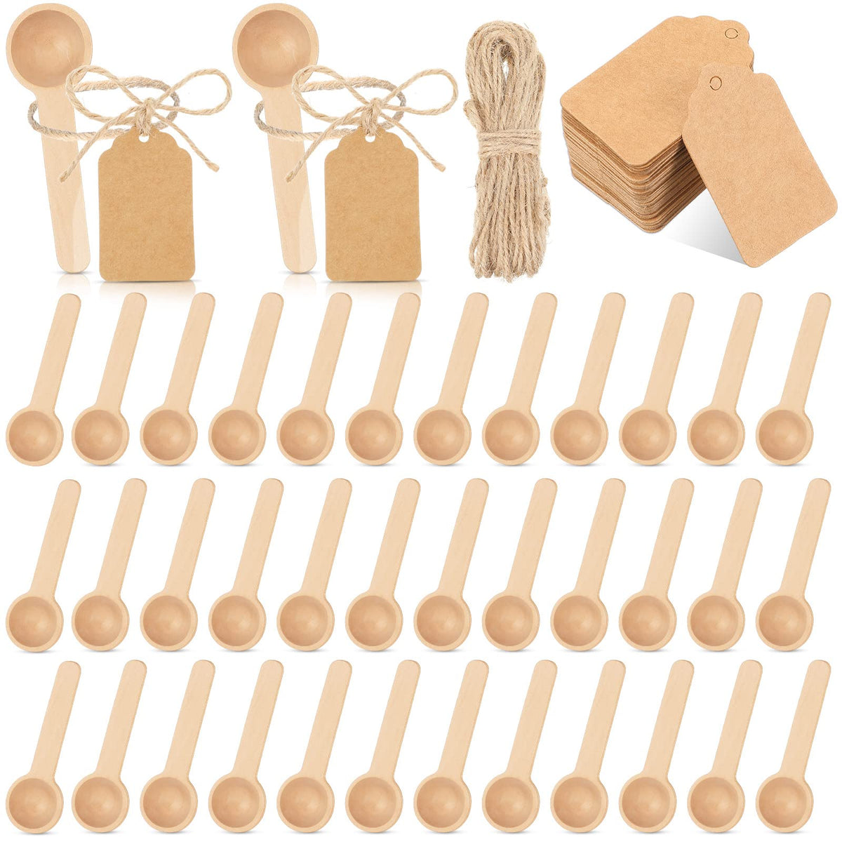 Cucharas mini de Baderke de madera de 3 pulgadas listas para servir condimentos.