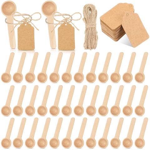 Cucharas mini de Baderke de madera de 3 pulgadas listas para servir condimentos.