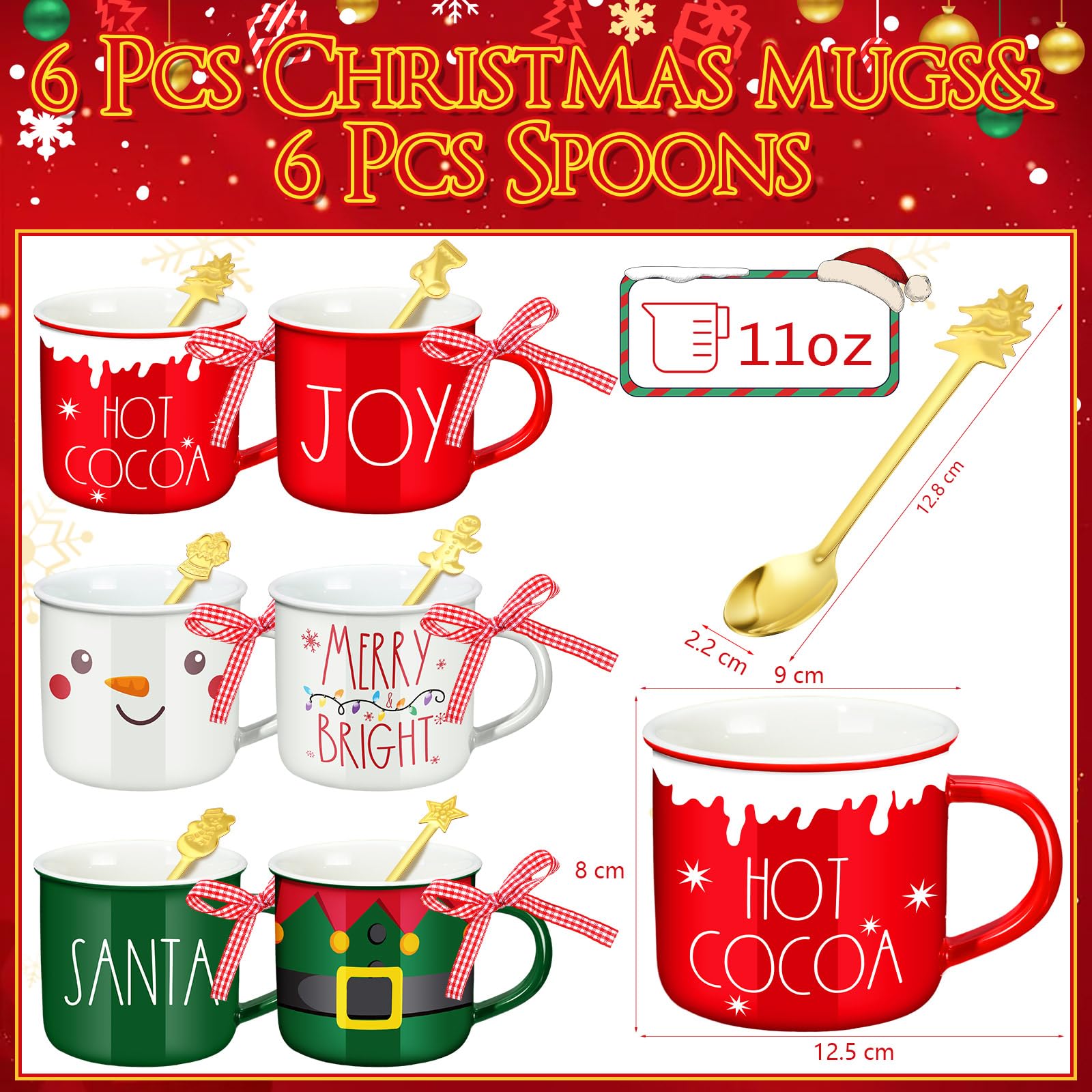 Cucharas Baderke Navidad inoxidable, prácticas para mezclar.
