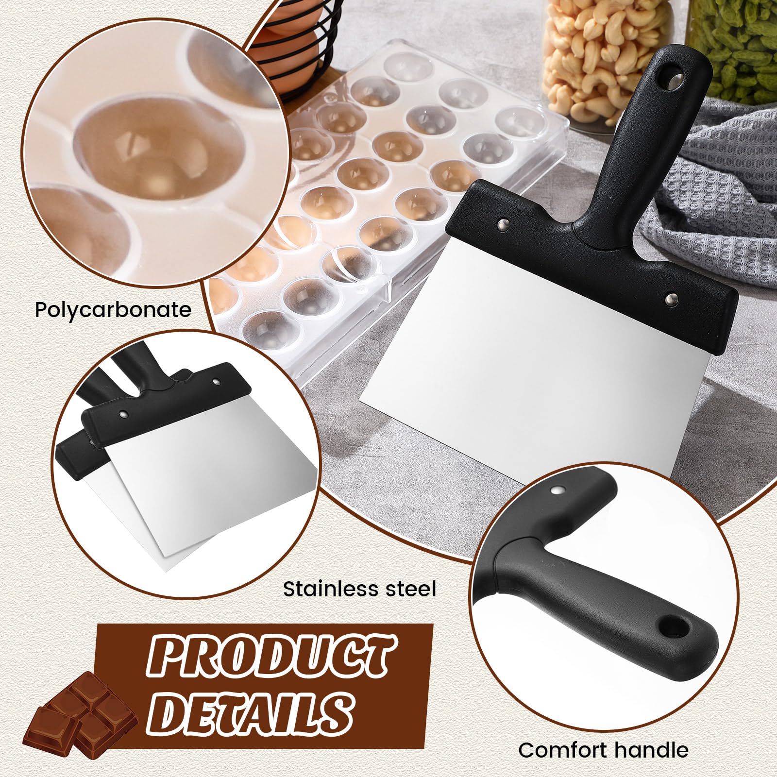 Baderke moldes chocolate policarbonato 5-3x10-38 pulgadas para porciones generosas.