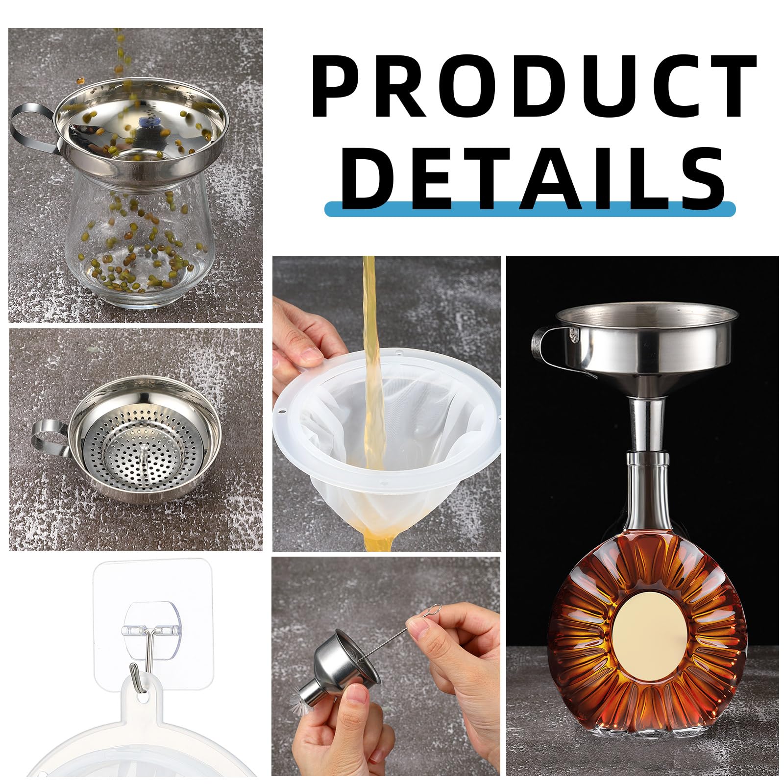 Baderke embudos de acero 304 para cocina resistente