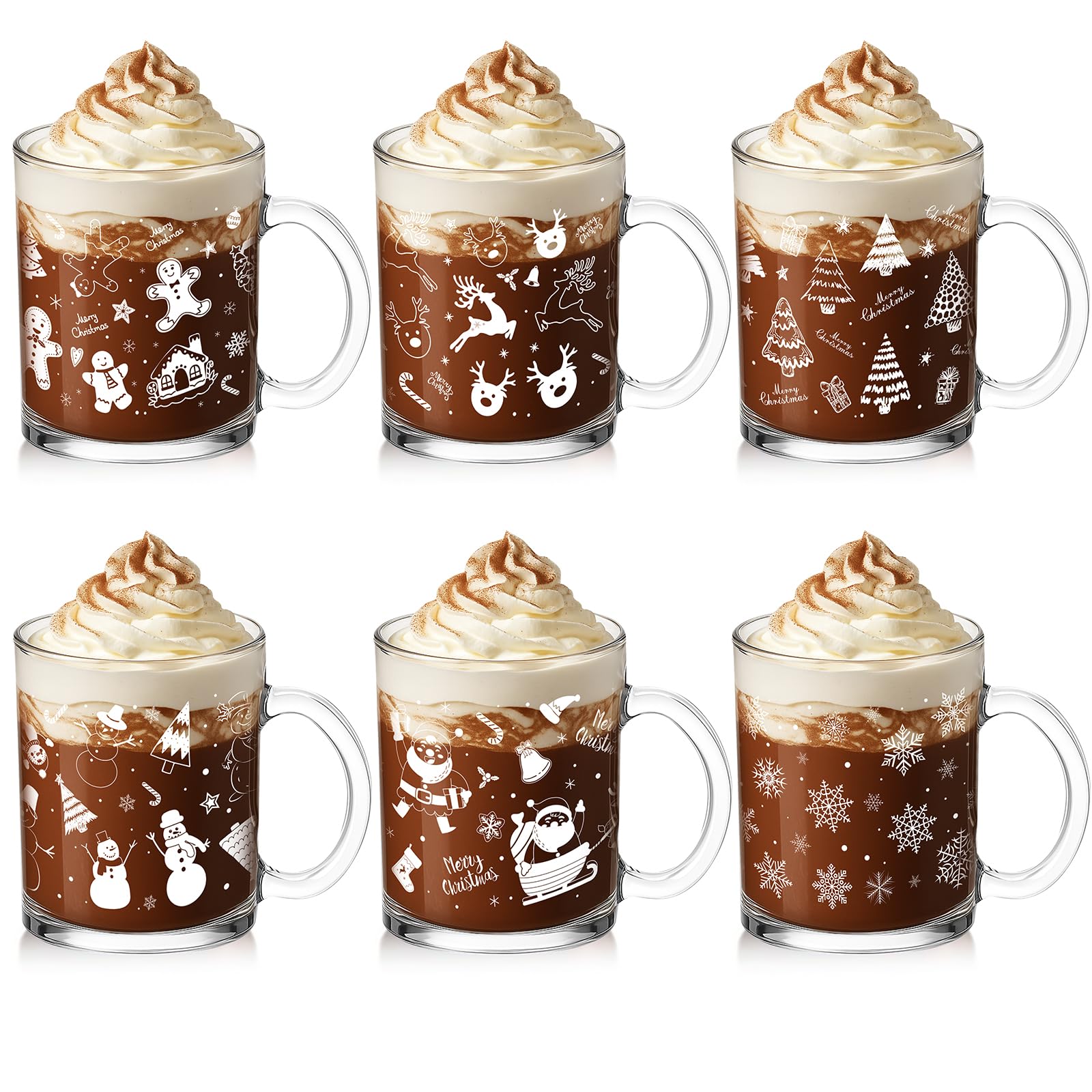 Jarra de vidrio Baderke con Papá Noel, ideal para café caliente o chocolate.