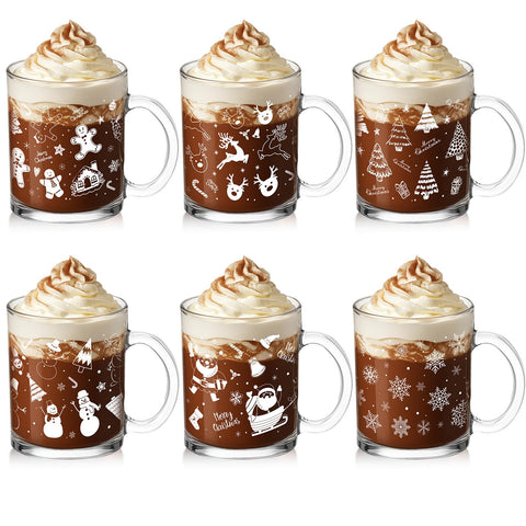 Jarra de vidrio Baderke con Papá Noel, ideal para café caliente o chocolate.