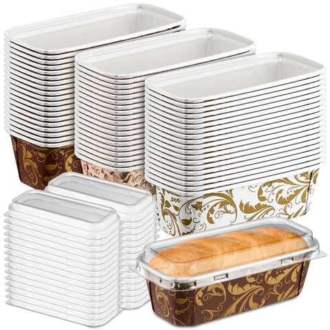 Baderke pan de papel descartable blanco con tapa, ideal para porciones individuales.