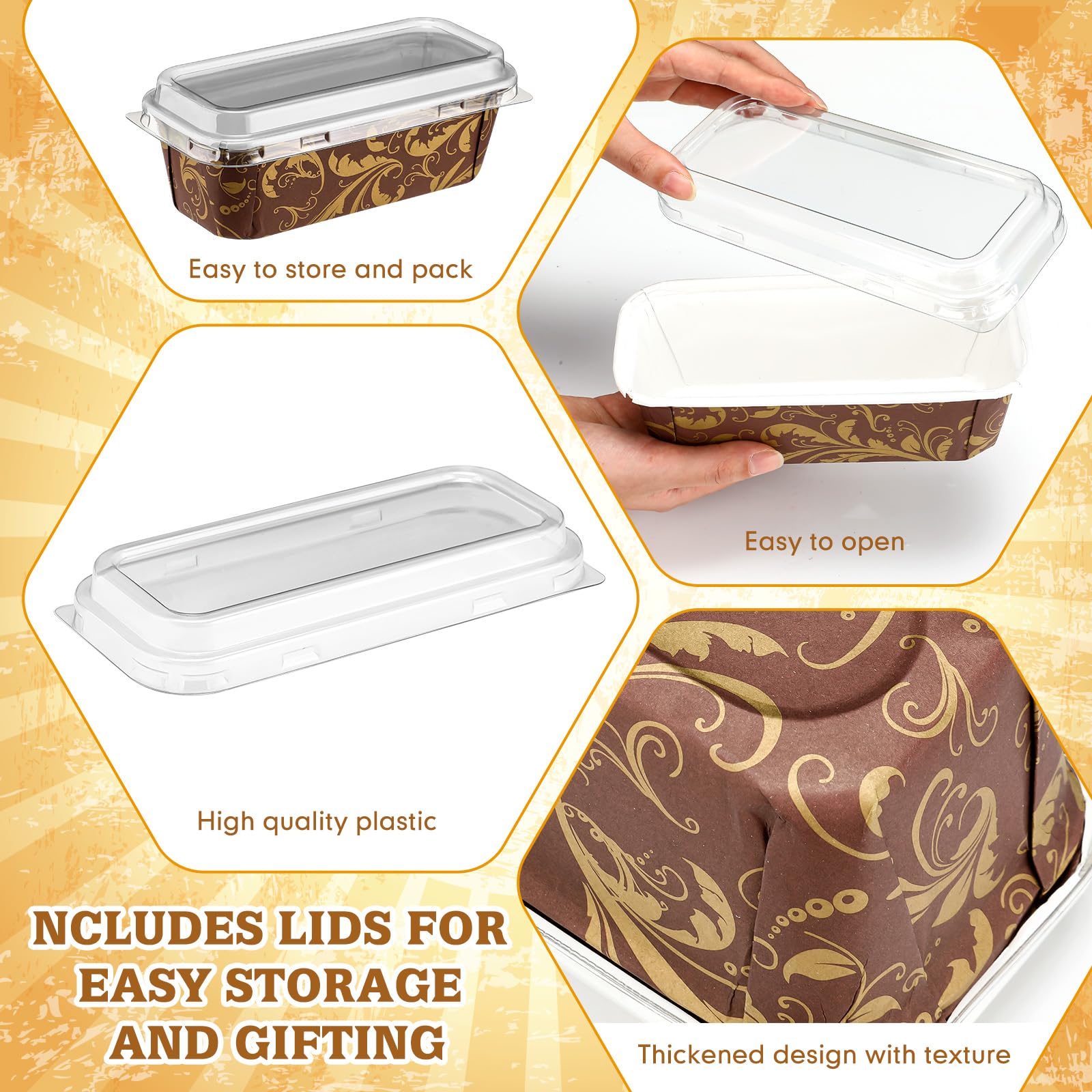 Baderke pan de papel marrón con tapa, práctica para hornear y compartir.