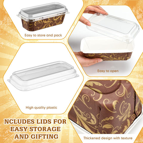 Baderke pan de papel marrón con tapa, práctica para hornear y compartir.