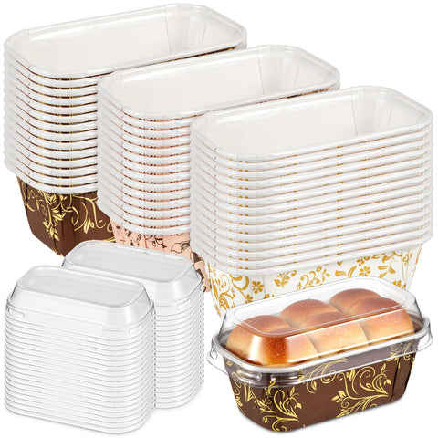 Baderke pan mini de papel con tapa blanca para hornear.