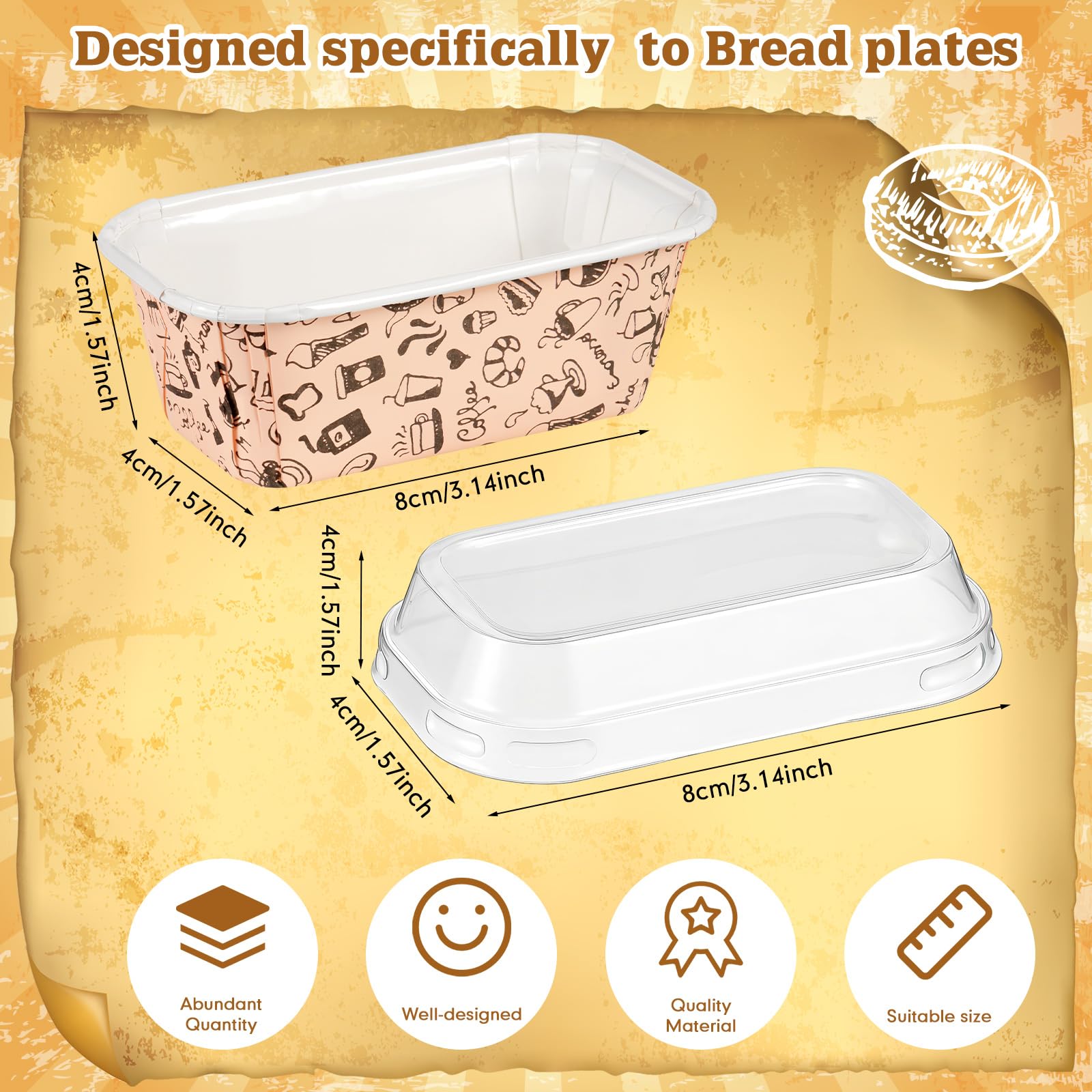Baderke pan mini de papel con tapa naranja para porciones.