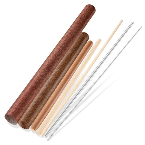 Conjunto Baderke de 7 rodillos para masa en madera, ideal para pastas caseras.